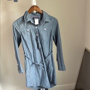 Patagonia Blue Button-Up Shirt Dress